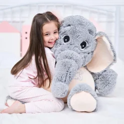 IKASA Großer Elefant Stofftier Riesenelefant Plüschtiere für Kinder, Grau, 100cm