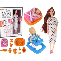 IMPORT Leantoys Schwangere Babypuppe Langes Haar Zubehör