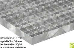 Industrie-Gitterrost | Maße: 600x1000x30 mm; MW 30/30 mm; 30/3 mm | S235JR (St37-2),