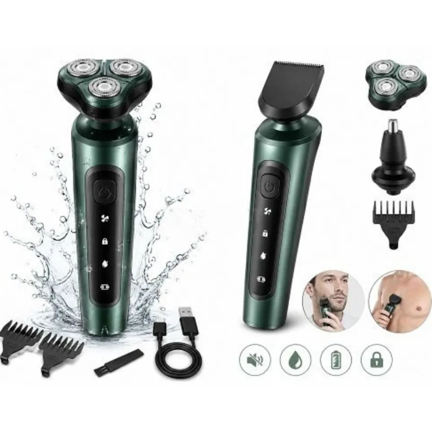 3in1 Elektrorasierer mit Trimmer – USB Rasierer für Bart, Nase & Ohren