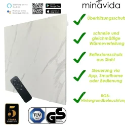 Infrarotheizung Minavida MV-500 Infrarot Heizkörper 500-1000 Watt Wandheizung