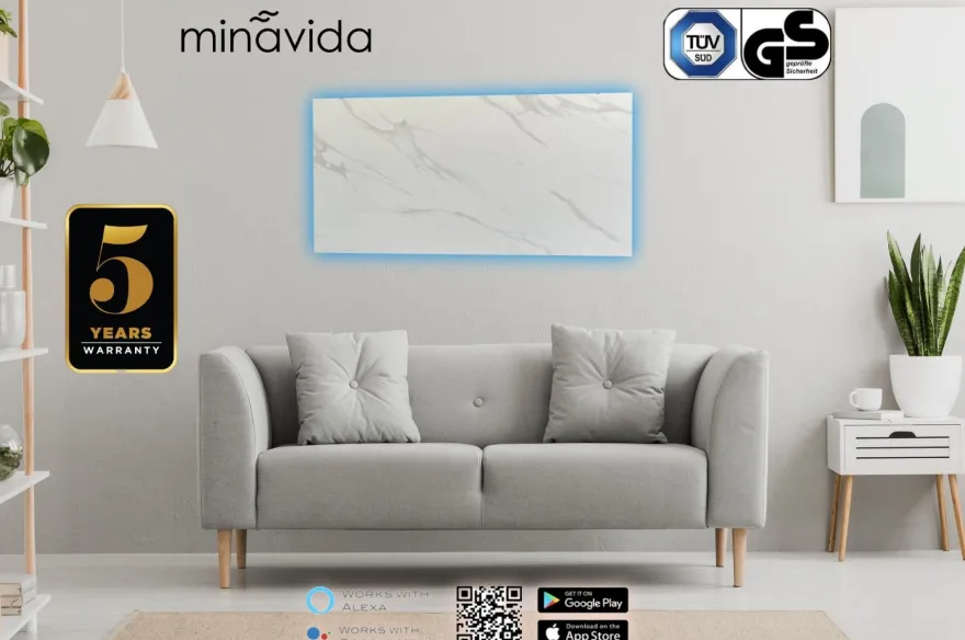Infrarotheizung Minavida MV-500 Infrarot Heizkörper 500-1000 Watt Wandheizung