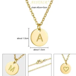 Initialen Damen Kette Buchstaben Anhänger Gold Silber Rosegold Herzen