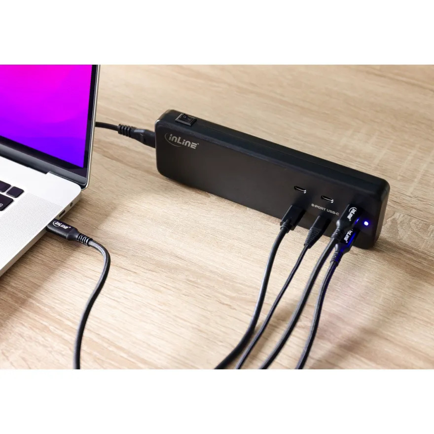 InLine® Multiport Netzteil, Ladegerät, 6x USB Typ-C, PD 3.0, GaN, schwarz