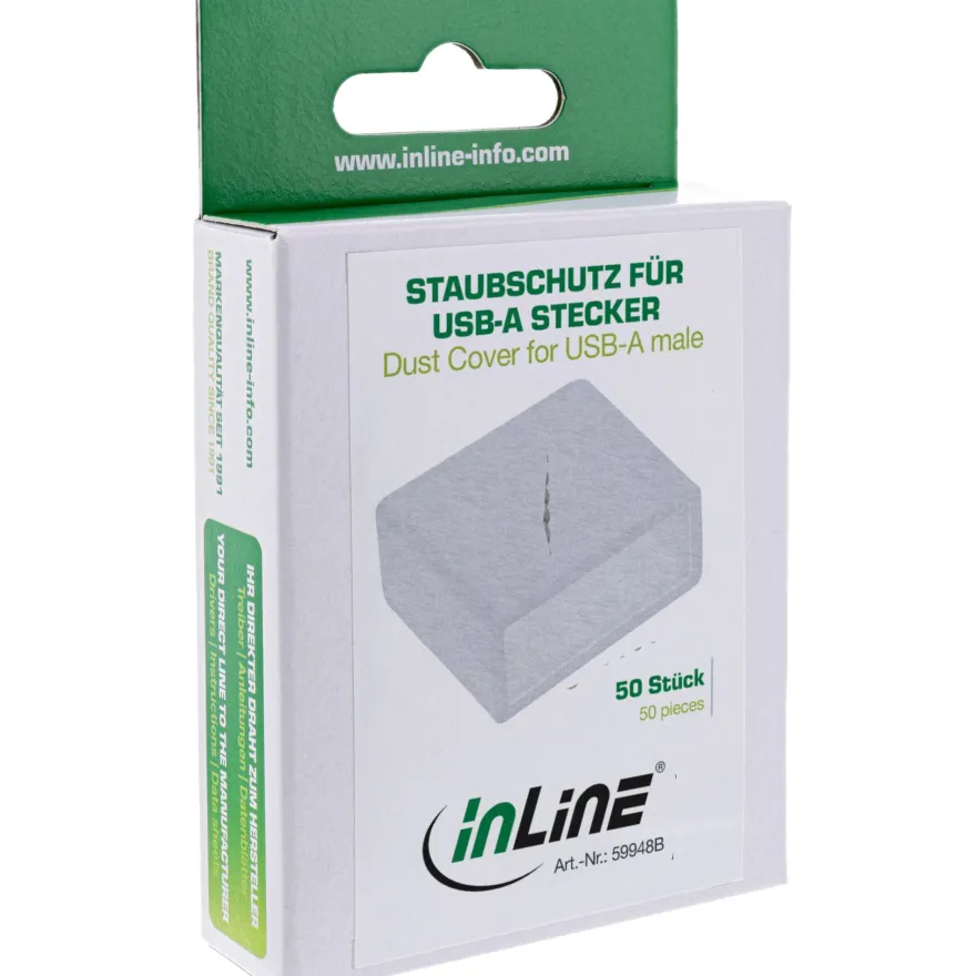 InLine® Staubschutz, für USB A Stecker, weiß, 50er Pack, weiß