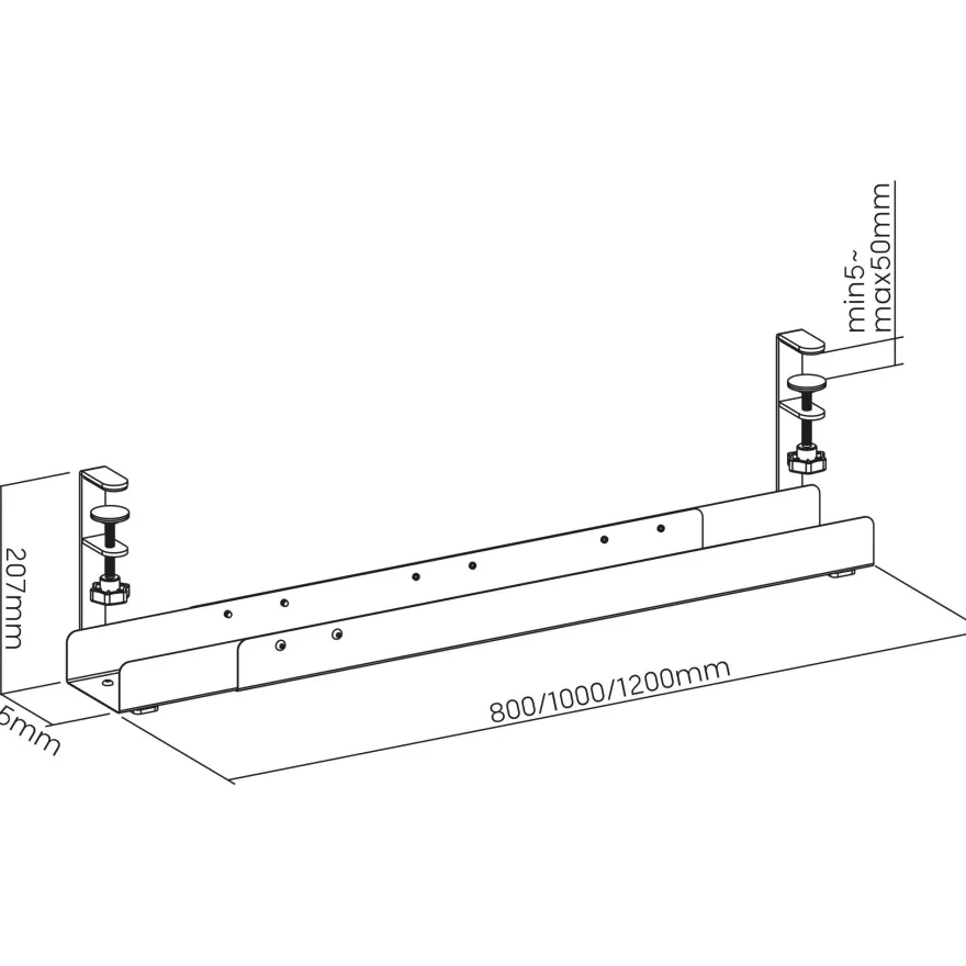 InLine® Universal Kabelführungsschiene, 3-Stufen 80/100/120cm