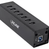 InLine® USB 3.0 Hub, 7 Port, Aluminiumgehäuse, schwarz, mit 2,5A Netzteil, schwa