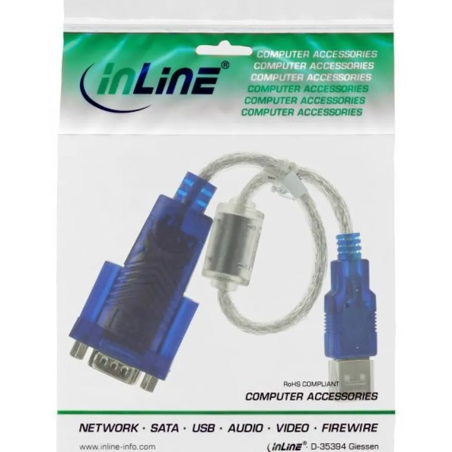 InLine® USB zu Seriell Adapterkabel Premium, Stecker A an 9pol Sub D Stecker, tr