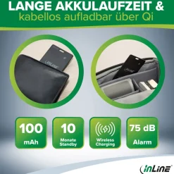 InLine® Wallet Finder, smarte Karte für die Geldbörse, Qi-Aufladung,100mAh, IPX5