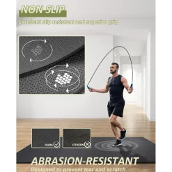 innhom Bodenschutzmatte für Fitnessgeräte, rutschfest, 243x152x0,7 cm Schwarz