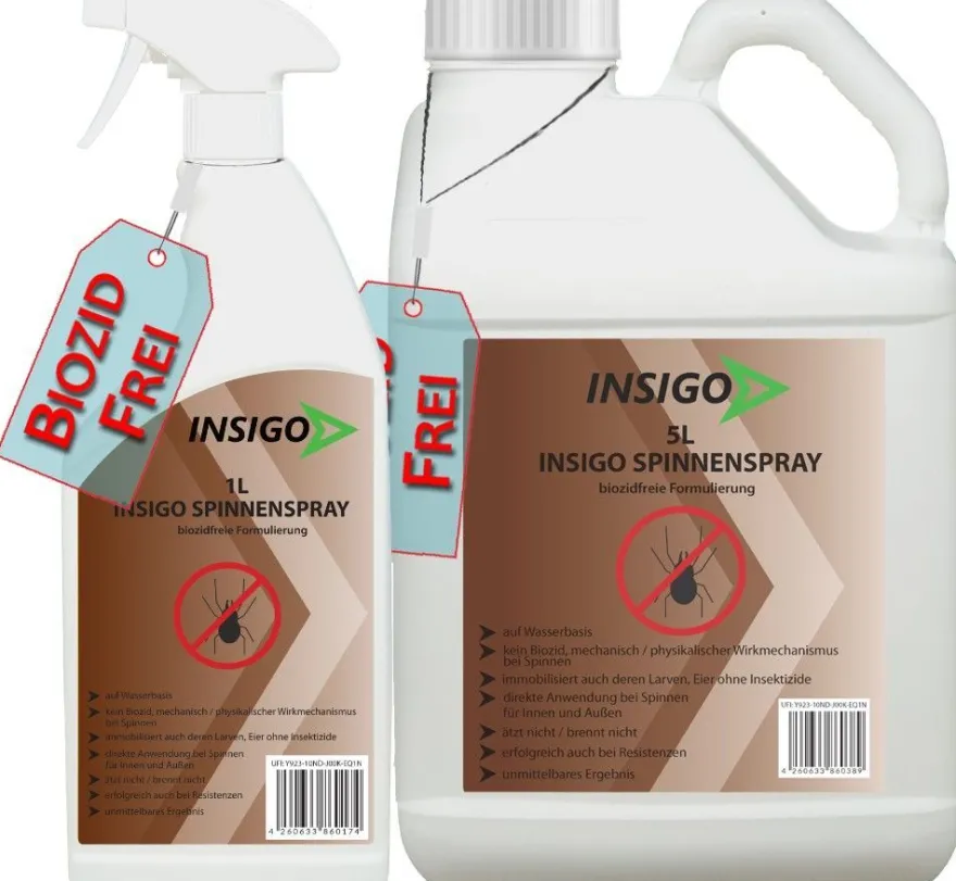 INSIGO 5L + 1L Anti Spinnenspray Mittel Schutz Abwehr vertreiben Spinnen frei ex