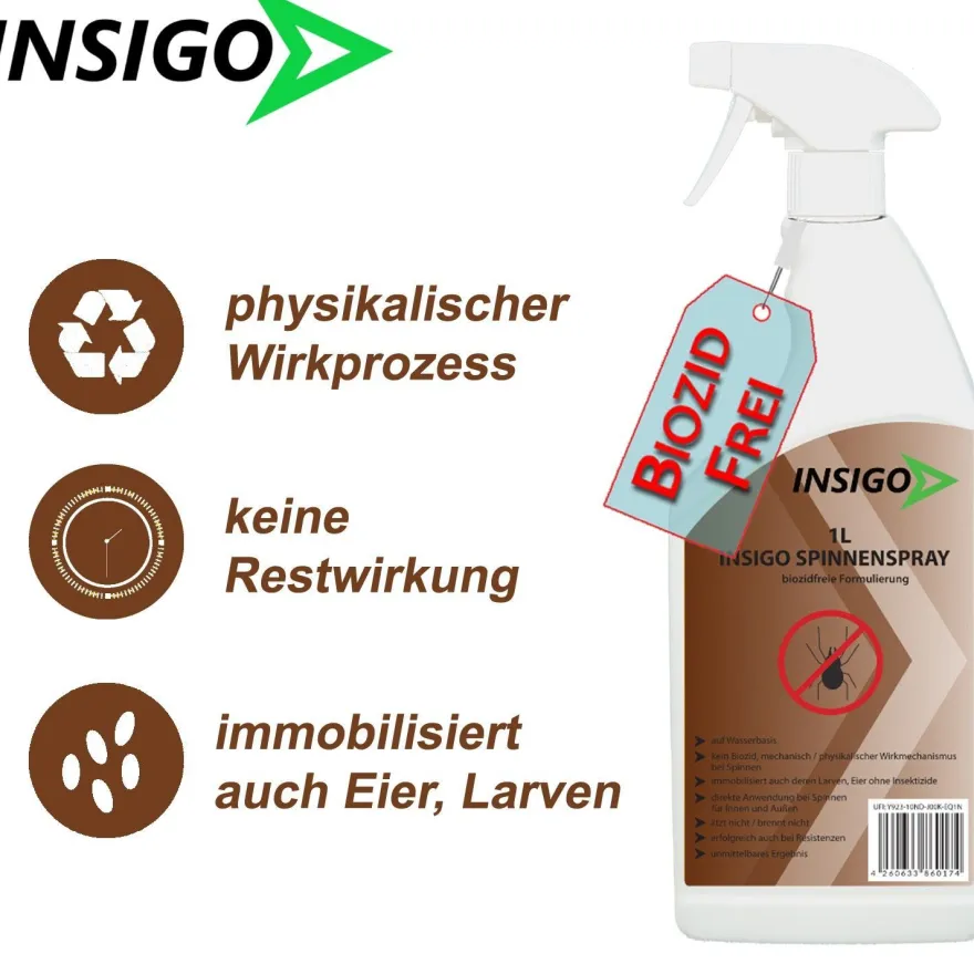 INSIGO 5L + 1L Anti Spinnenspray Mittel Schutz Abwehr vertreiben Spinnen frei ex