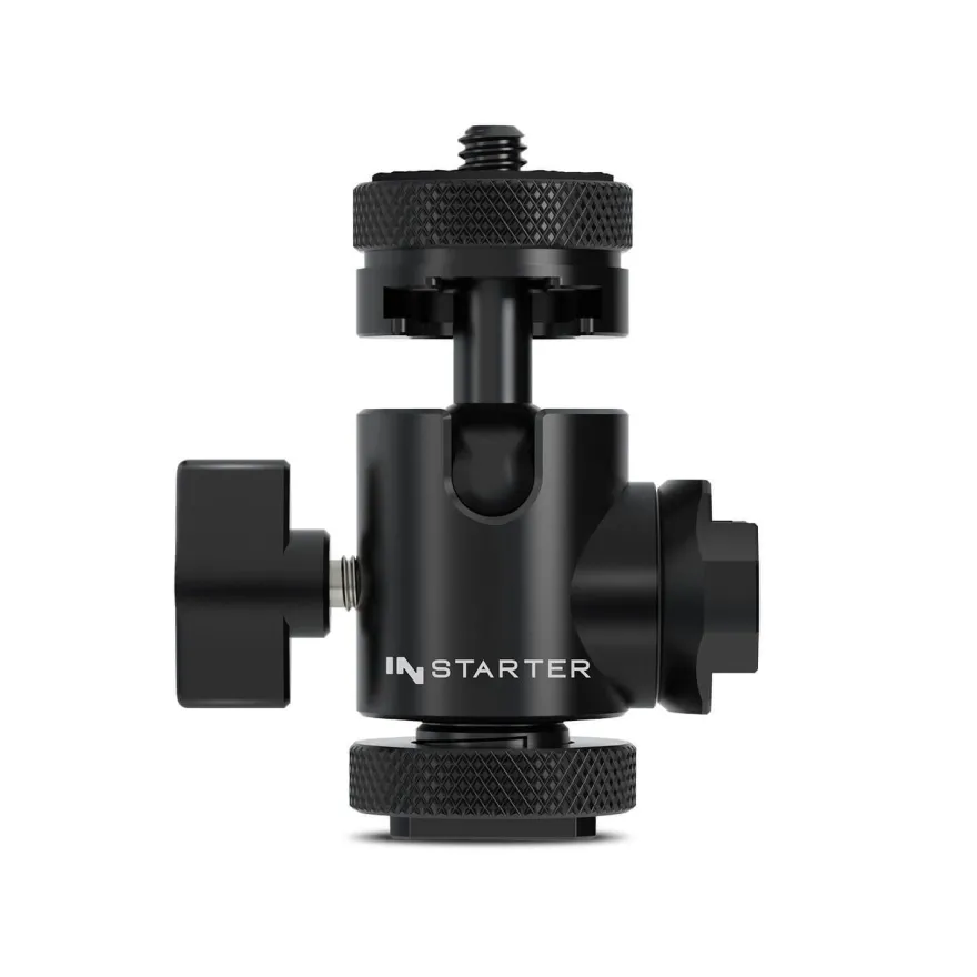 Instarter FlexMount Head Plus Kugelkopf 3-in-1 2x Blitzschuh Stativkopf Kamera