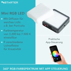 Instarter Mini LED Videoleuchte Studioleuchte magnetisch Magsafe RGB Videolicht
