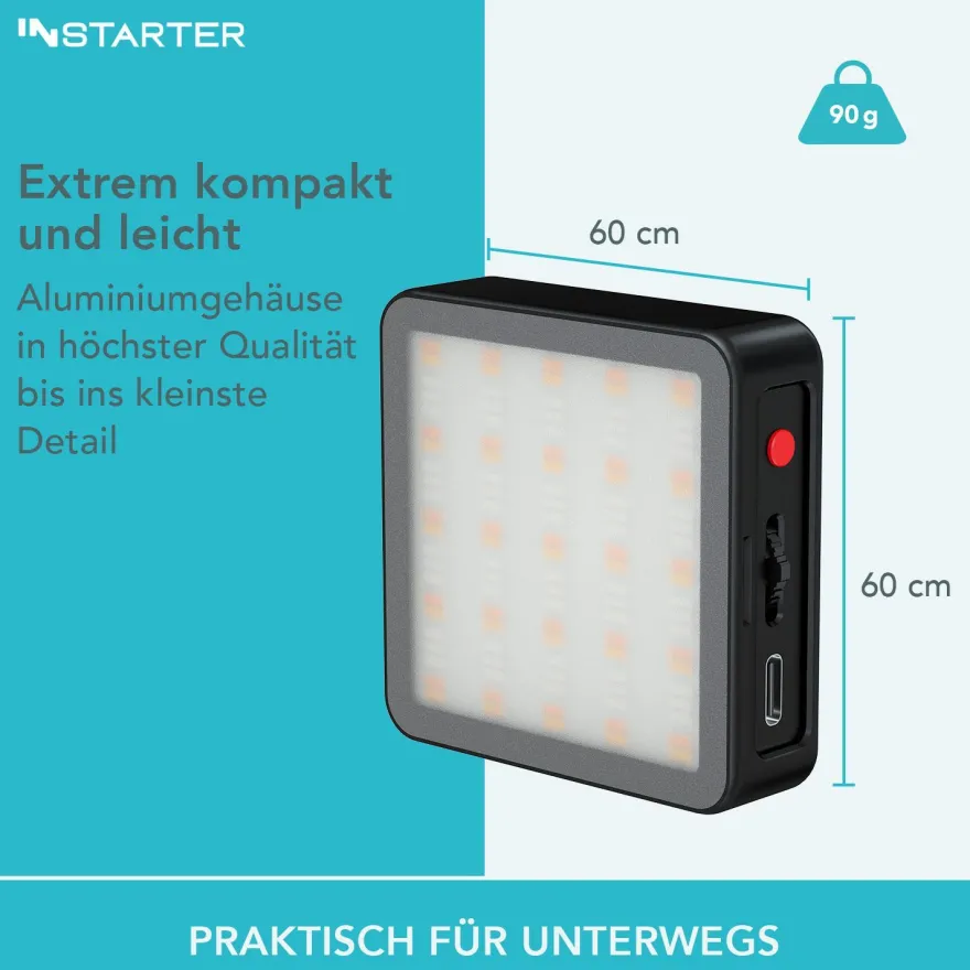 Instarter Mini LED Videoleuchte Studioleuchte magnetisch Magsafe RGB Videolicht