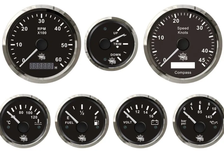 Instrumentensatz schwarz/ chrome GPS Mercruiser Volvo Penta Alpah One Brav