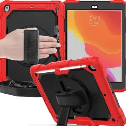 4in1 Tasche für Apple iPad (7th Gen.) 2019 10.2 Zoll Schutzhülle + Gestell Rot