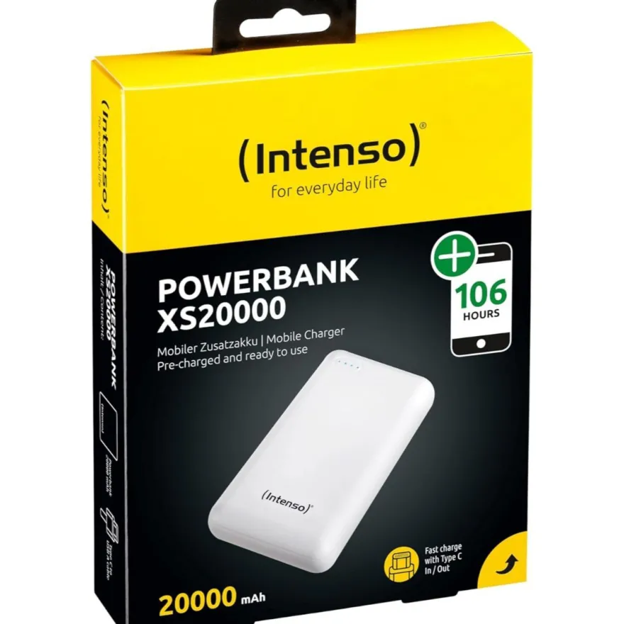 Intenso Powerbank 20000mAh mit USB-C Schnellladen und LED-Anzeige