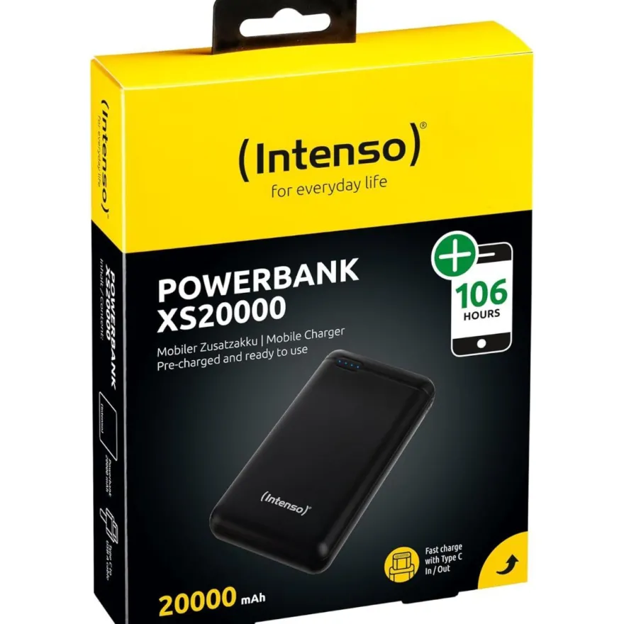 Intenso Powerbank 20000mAh mit USB-C Schnellladen und LED-Anzeige