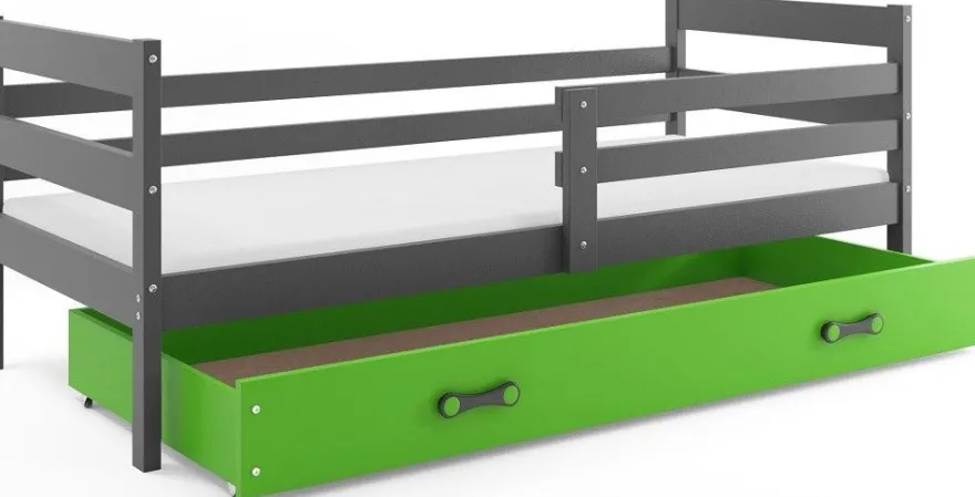 Interbeds Kinderbett Eryk 200x90cm in Grau + Matratze und Lattenrost