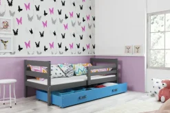 Interbeds Kinderbett Eryk 200x90cm in Grau + Matratze und Lattenrost