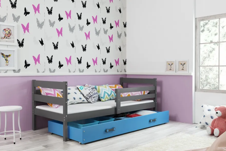 Interbeds Kinderbett Eryk 200x90cm in Grau + Matratze und Lattenrost