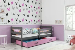 Interbeds Kinderbett Eryk 200x90cm in Grau + Matratze und Lattenrost