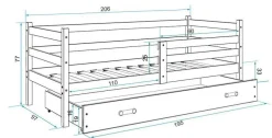 Interbeds Kinderbett Eryk 200x90cm in Grau + Matratze und Lattenrost