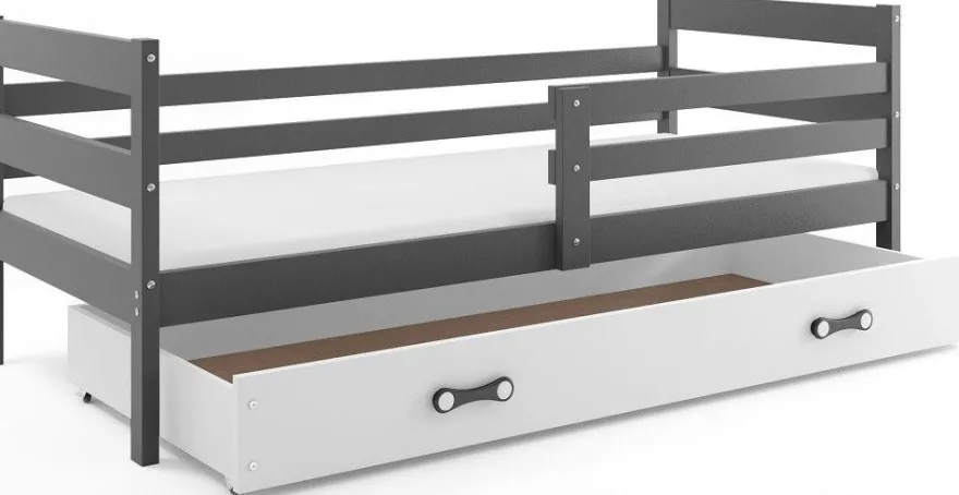 Interbeds Kinderbett Eryk 200x90cm in Grau + Matratze und Lattenrost