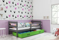 Interbeds Kinderbett Eryk 200x90cm in Grau + Matratze und Lattenrost