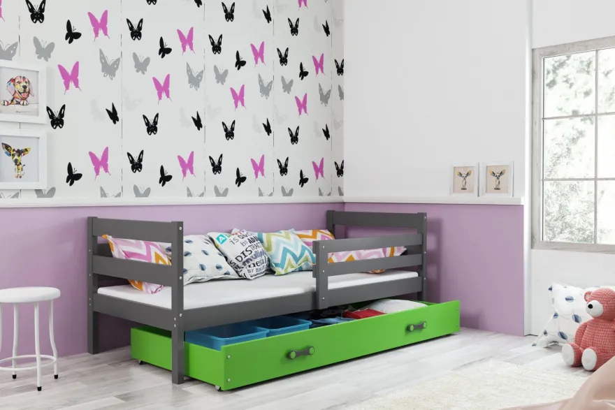 Interbeds Kinderbett Eryk 200x90cm in Grau + Matratze und Lattenrost