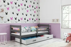 Interbeds Kinderbett Eryk 200x90cm in Grau + Matratze und Lattenrost