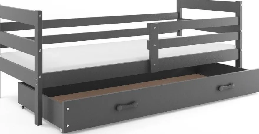 Interbeds Kinderbett Eryk 200x90cm in Grau + Matratze und Lattenrost