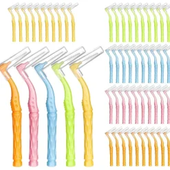 50 Interdentalbürsten L-Form in 5 Größen Rutschfester Griff für Zahnreinigung