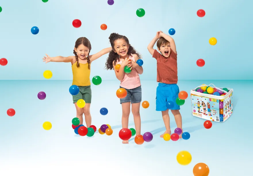 INTEX Fun Ballz 100 Stück 8cm Bälle mit Tragetasche – Spielspaß ab 2 Jahren