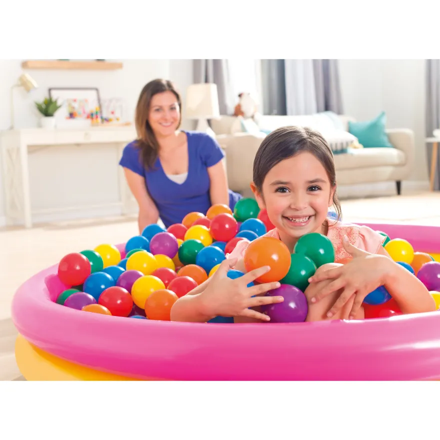 INTEX Fun Ballz 100 Stück 8cm Bälle mit Tragetasche – Spielspaß ab 2 Jahren
