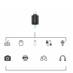 iPhone Lightning auf USB-A OTG-Adapter - Schwarz