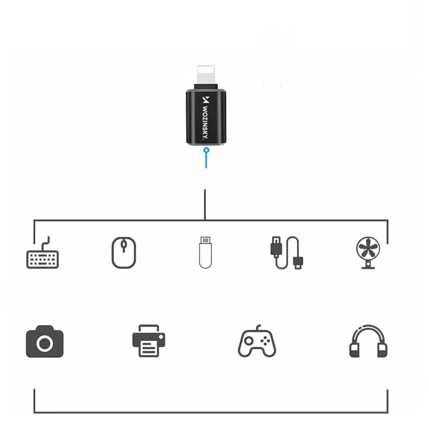 iPhone Lightning auf USB-A OTG-Adapter - Schwarz
