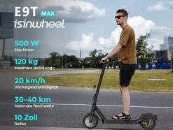 Isinwheel E9TMax Elektroroller 500W, Reichweite 40km, Straßenzertifizierung ABE