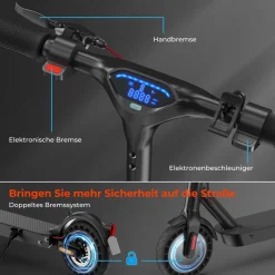 isinwheel E9T MAX faltbarer Elektroroller,36V 500W, pp gesteuerte Steuerung,20km/h