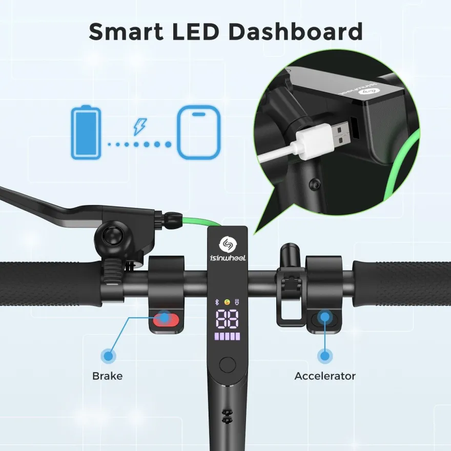 Isinwheel S9 Max Elektroroller 500W, Reichweite 35km, Smart App, LED-Bildschirm