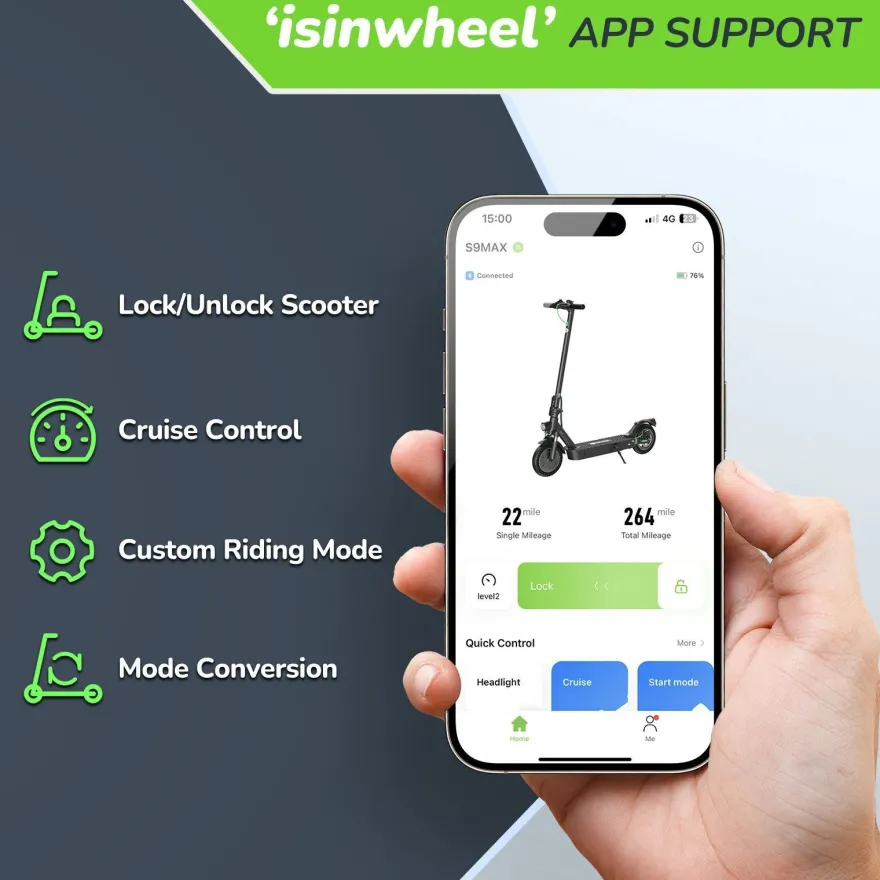 Isinwheel S9 Max Elektroroller 500W, Reichweite 35km, Smart App, LED-Bildschirm