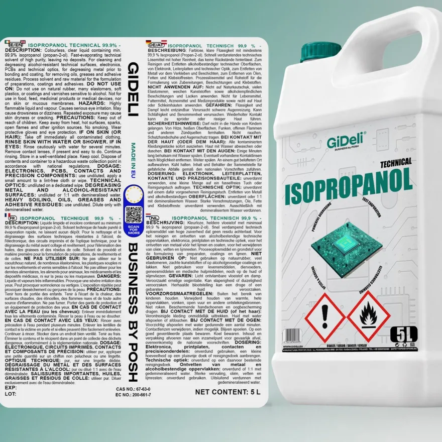 Isopropanol 30L Technisch 99,9% IPA Reiniger & Entfetter für Industrie GiDeli