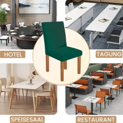 jabeick Elastische Stuhlhussen 6er Set für Esszimmer, Küche, Hotel - Pfau Blau