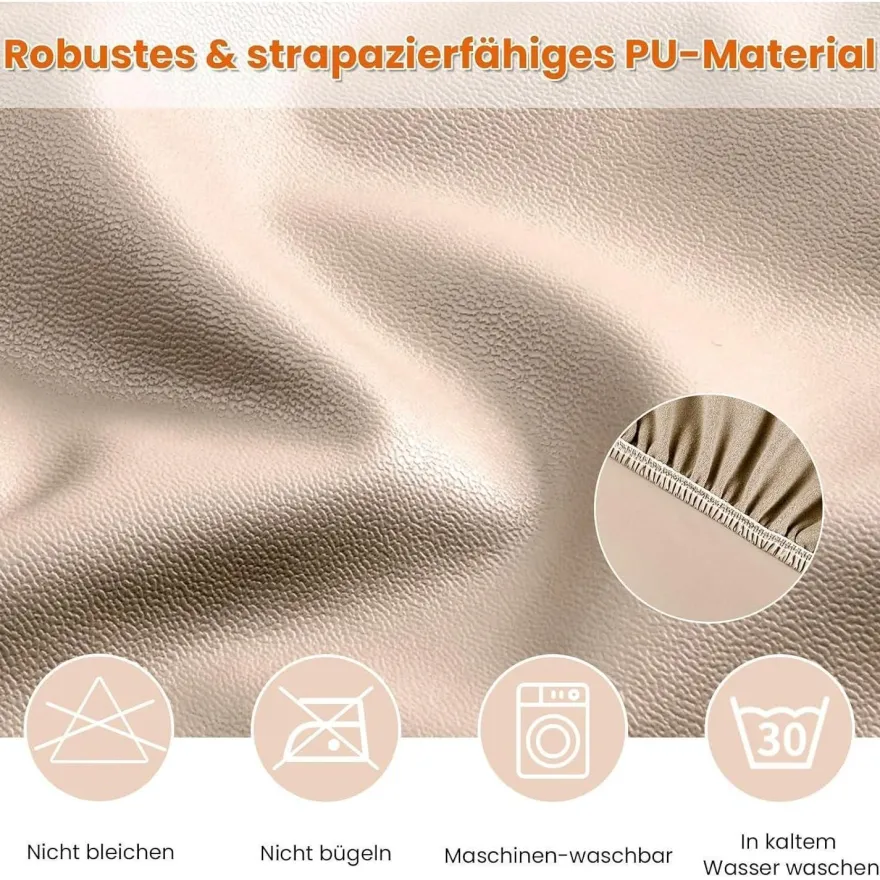 jabeick Stuhlhülsen 4er Set, wasserdicht und elastisch in Lederoptik