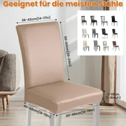 jabeick Stuhlhülsen 4er Set, wasserdicht und elastisch in Lederoptik