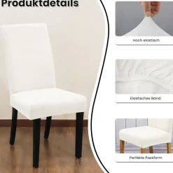 jabeick Stuhlhussen Samt 6er Set, Universell Stretch Stuhlbezug Waschbar für