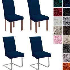jabeick Stuhlhussen Samt 4er Set, Universell Stretch Stuhlbezug für Esszimmer