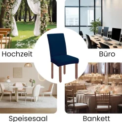 jabeick Stuhlhussen Samt 4er Set, Universell Stretch Stuhlbezug für Esszimmer