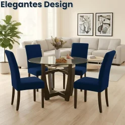 jabeick Stuhlhussen Samt 4er Set, Universell Stretch Stuhlbezug für Esszimmer
